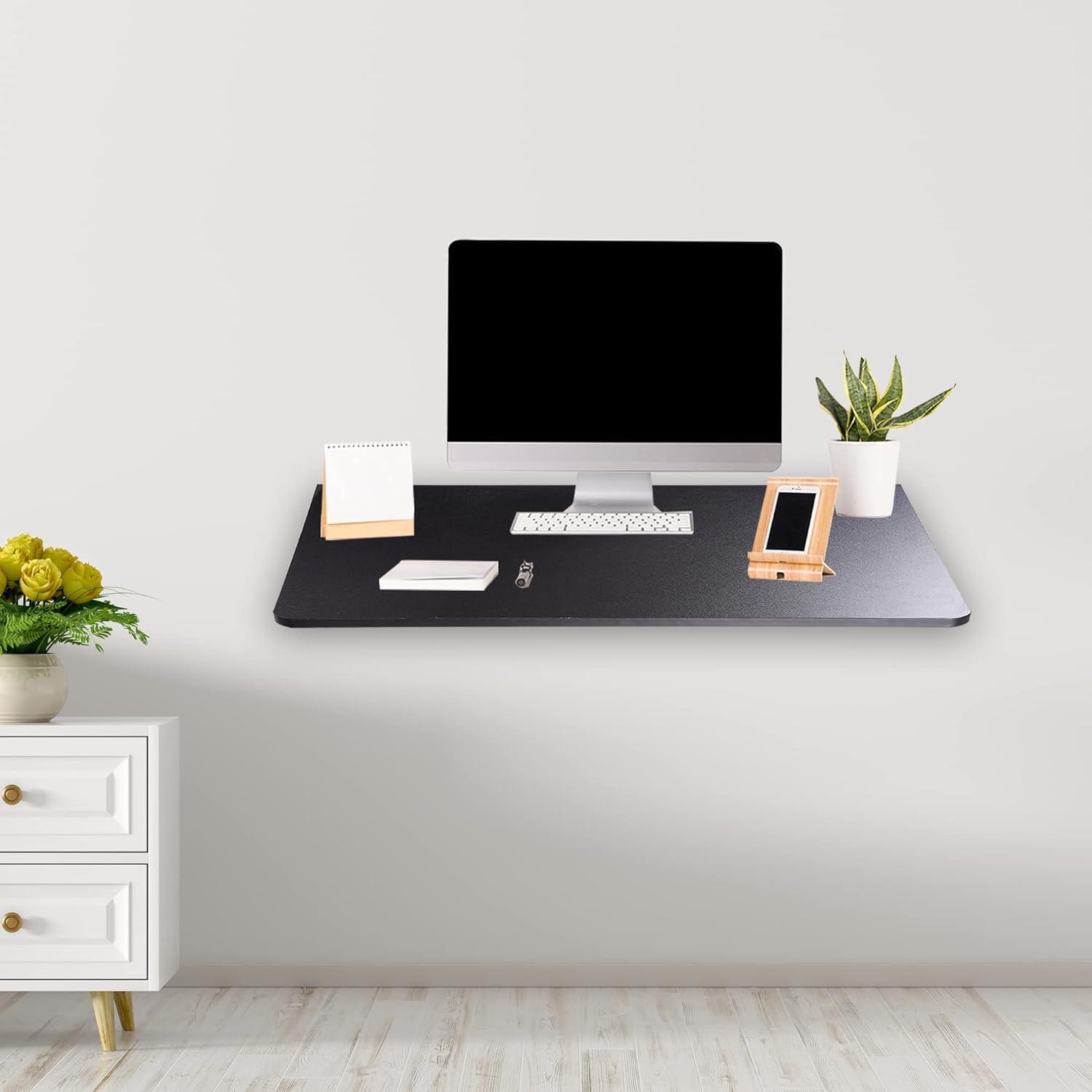 Yescom Wall Mounted Floating Folding Computer Desk 23 5/8" x 15 3/4" 66lbs Weight Capacity Black