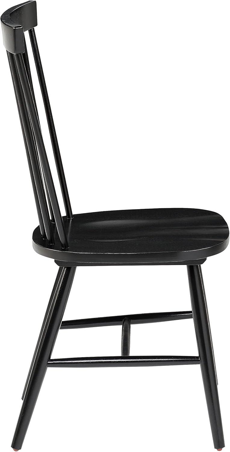 Black Solid Wood Windsor Style Dining Side Chairs, 2-Pack