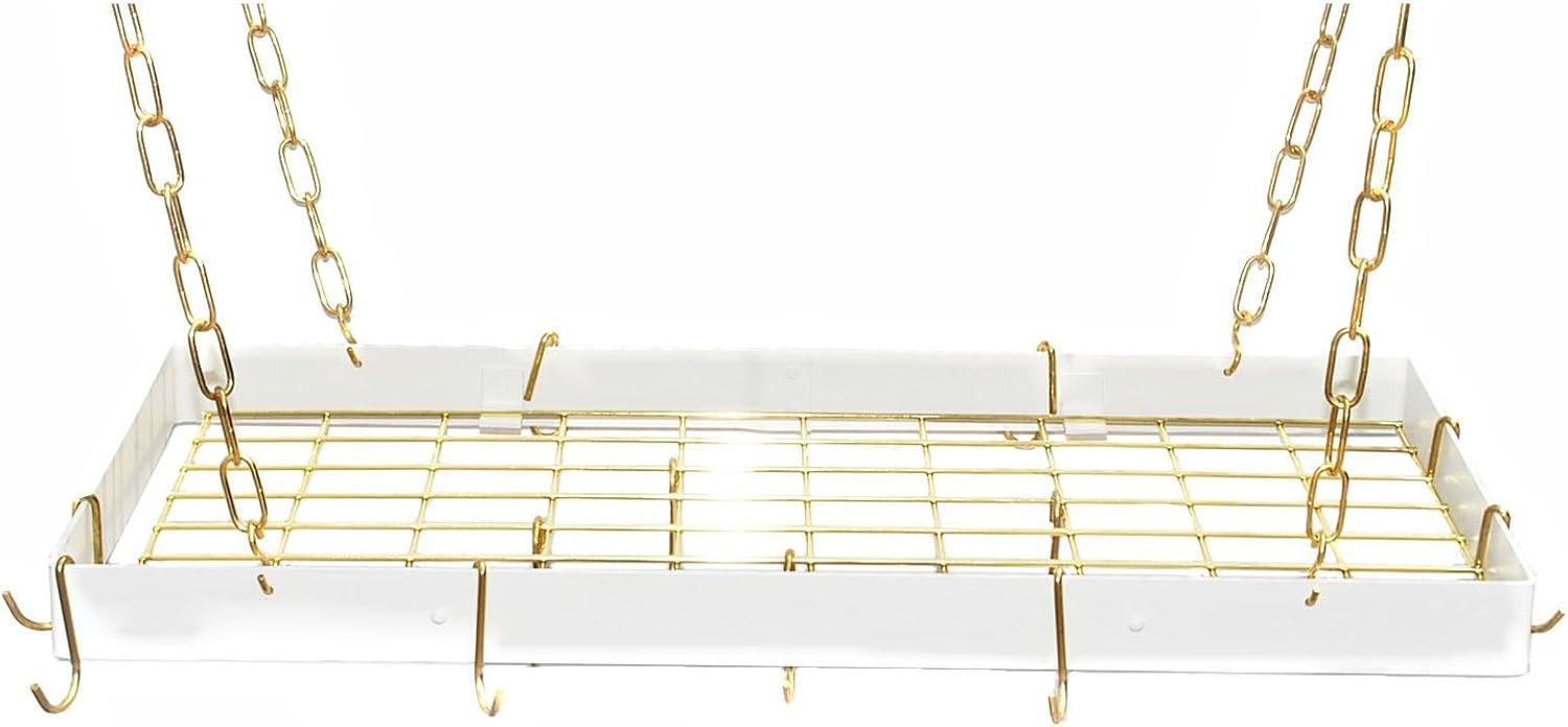 Hammered Copper and Black Rectangle Ceiling Pot Rack