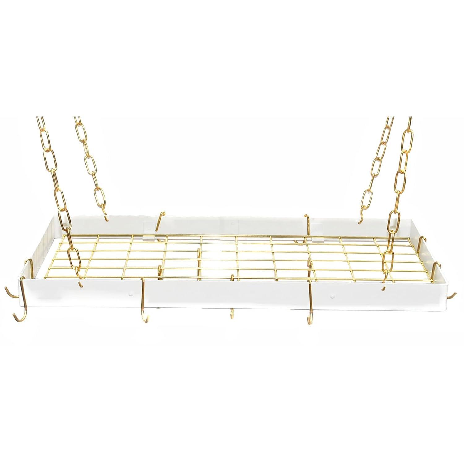 Hammered Copper and Black Rectangle Ceiling Pot Rack