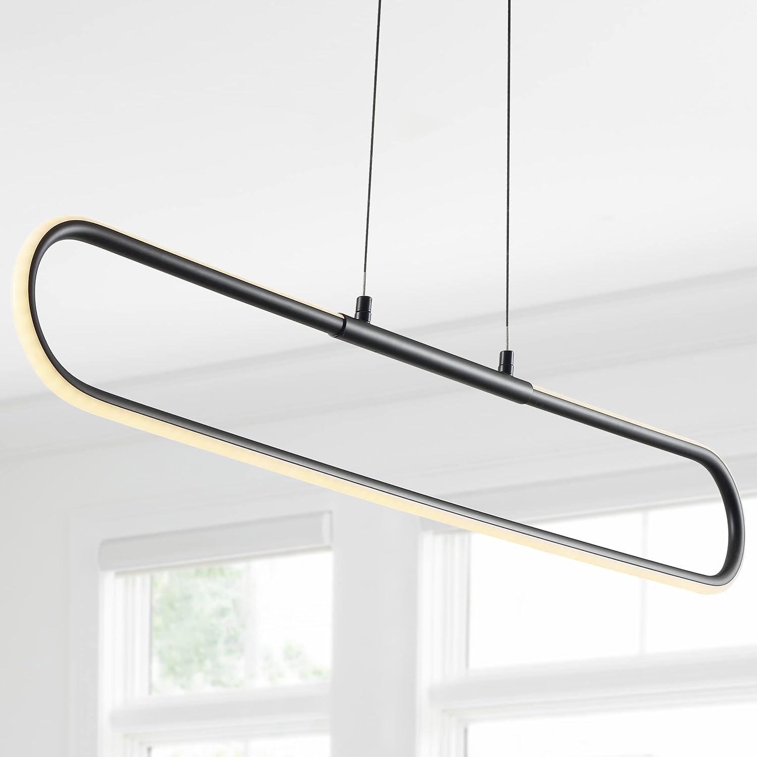 Ned 39" Dimmable Adjustable Integrated LED Metal Linear Pendant, Black