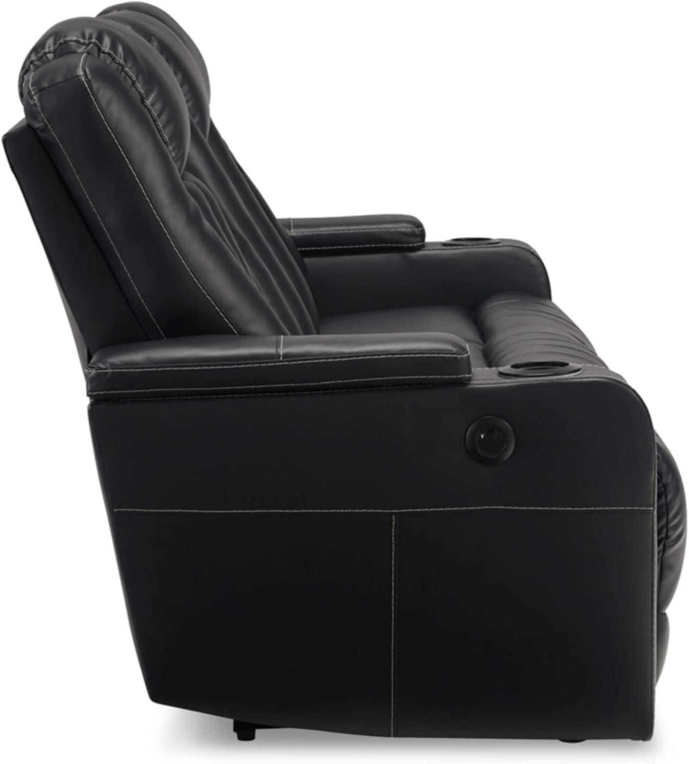 Ashley Furniture Center Point Faux Leather Reclining Sofa in Black