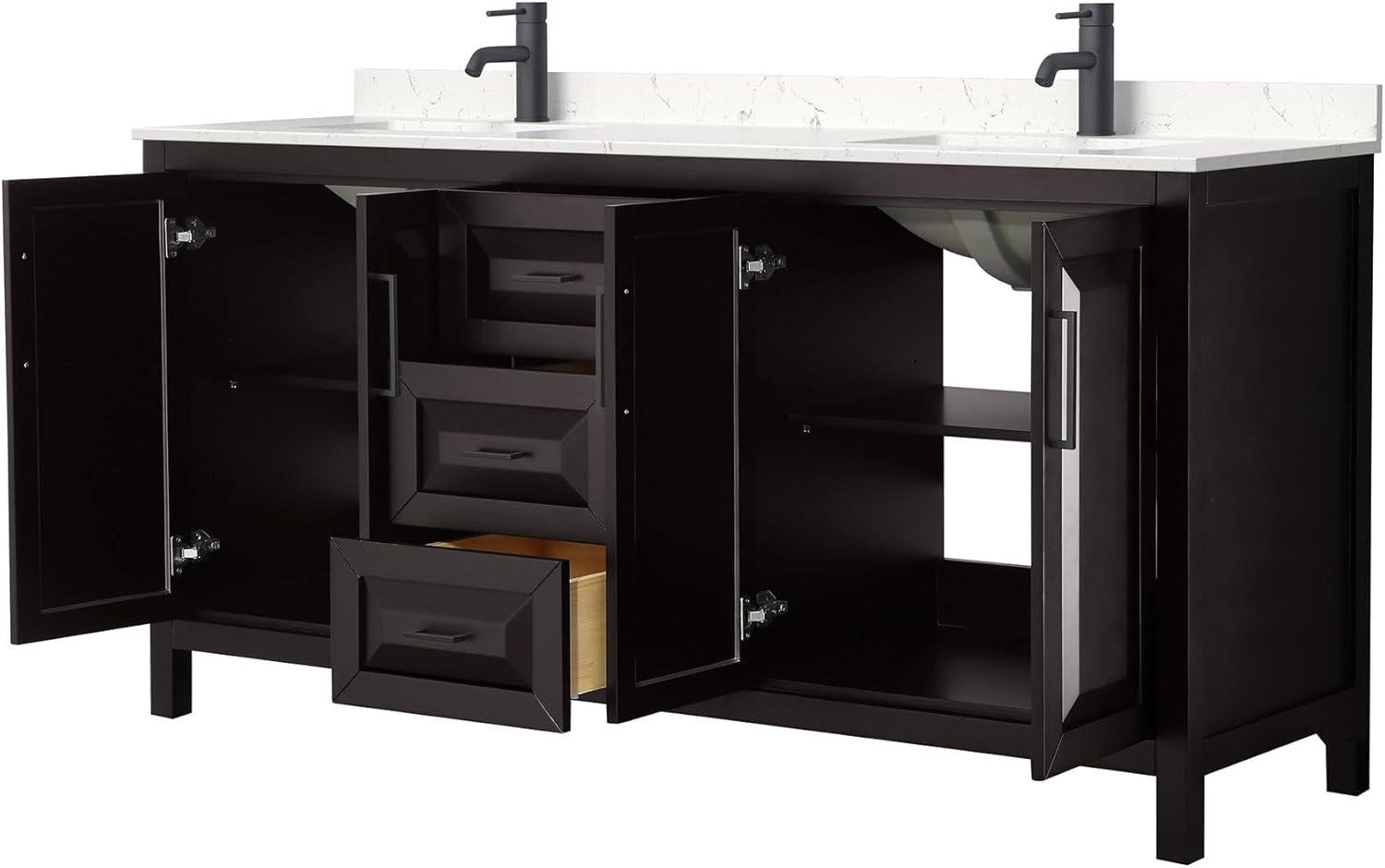 Wyndham Collection Daria 72'' Double Bathroom Vanity with Carrara Marble Top