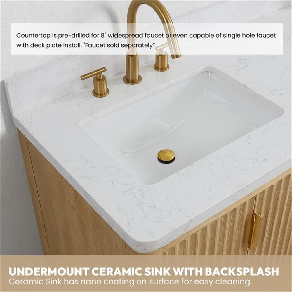 Cadiz 84" Double Bathroom Vanity in Washed Ash Grey w/Lightning White Composite