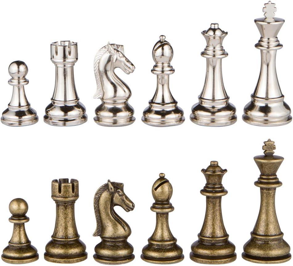 Jupiter Silver and Bronze Metal Chess Pieces with Extra Queens