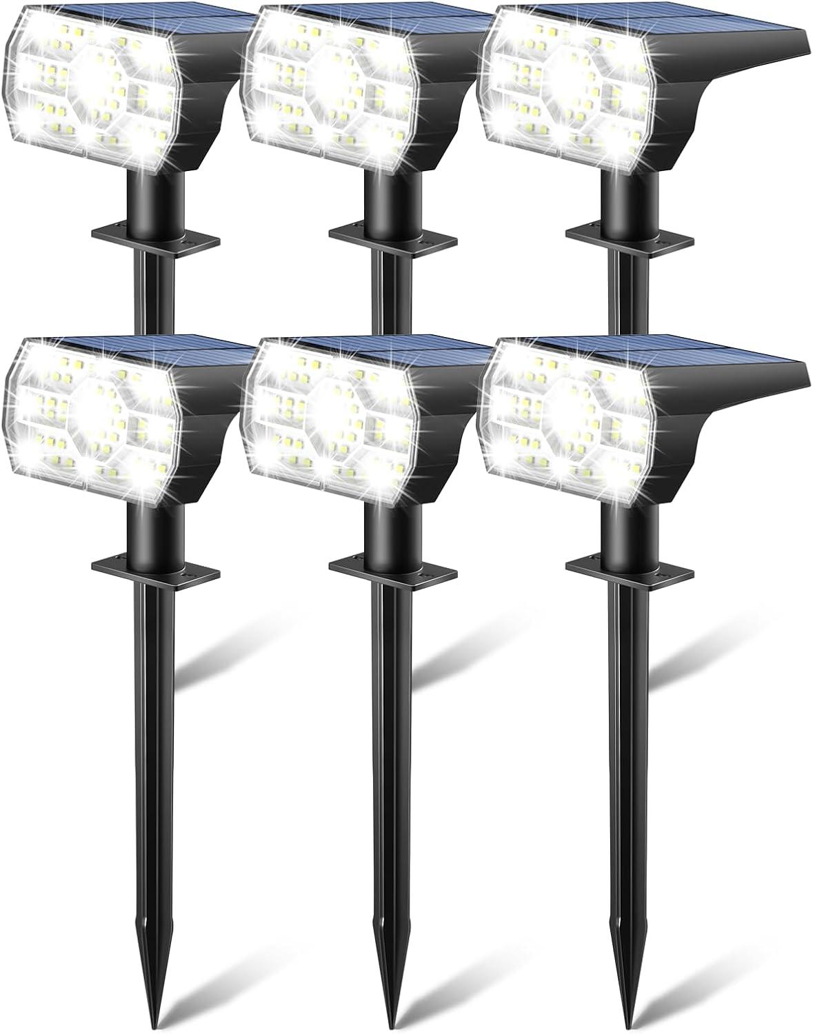 Kaxiida Solar Lights Outdoor Waterproof IP68, 3 Lighting Models Solar Powered Spot Lights Outdoor, 56LED Dusk to Dawn for Yard Patio Garden Pathway Landscape Lighting