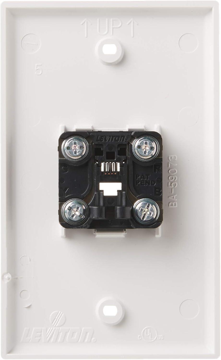 White Standard Telephone Wall Jack with Screw Terminals