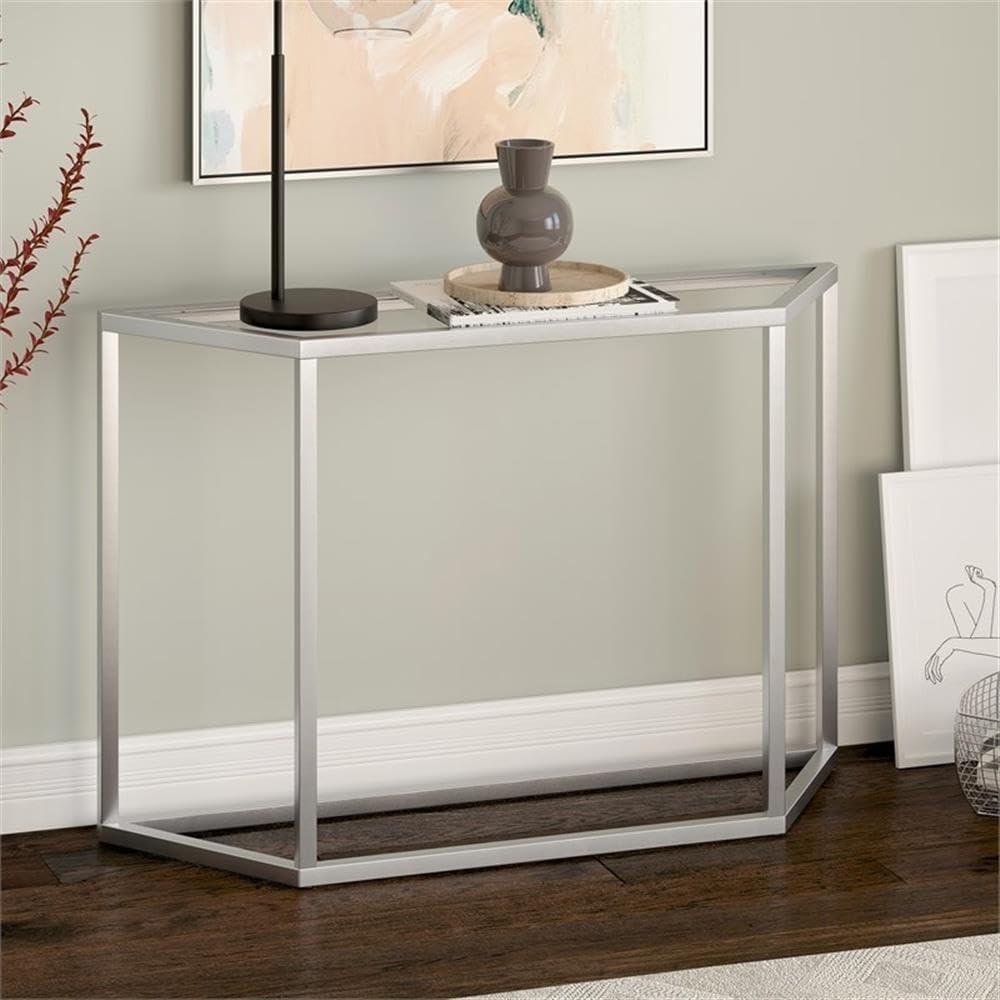 Evelyn&Zoe Levi 44" Wide Trapezoid Console Table, Silver