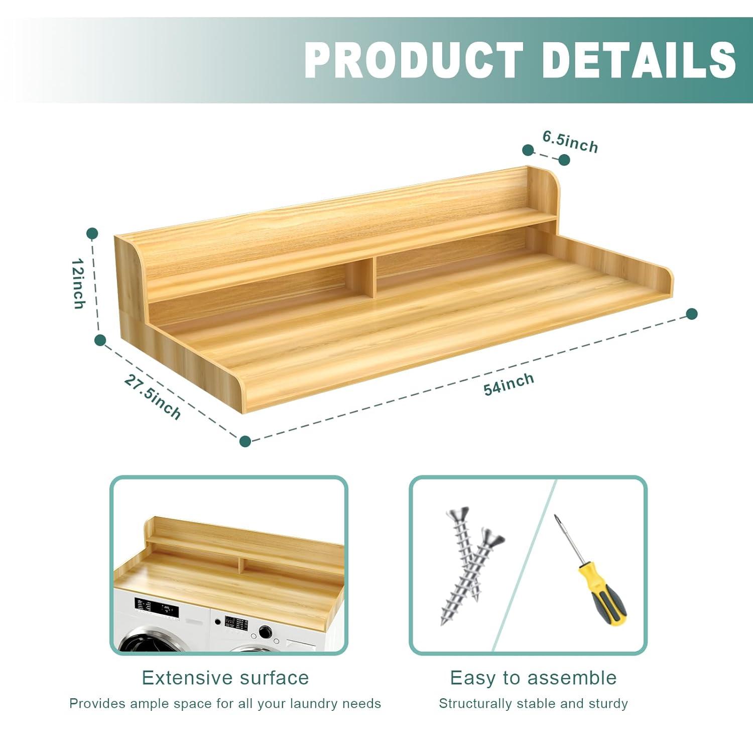 GDLF GDLF Washer Dryer Countertop Laundry Countertop with Washer Dryer Shelf,Natural Wood Color