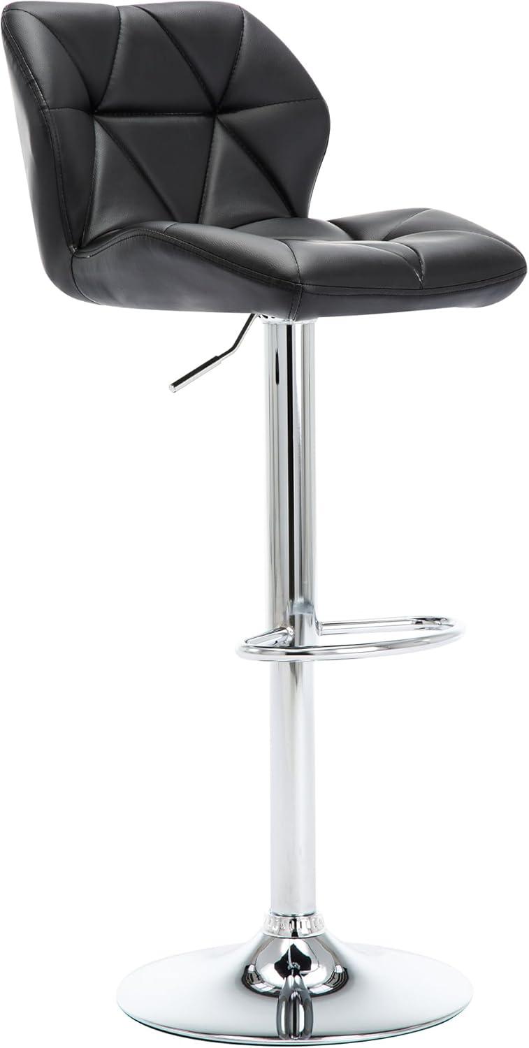 Adjustable Black Faux Leather Swivel Bar Stools, Set of 2