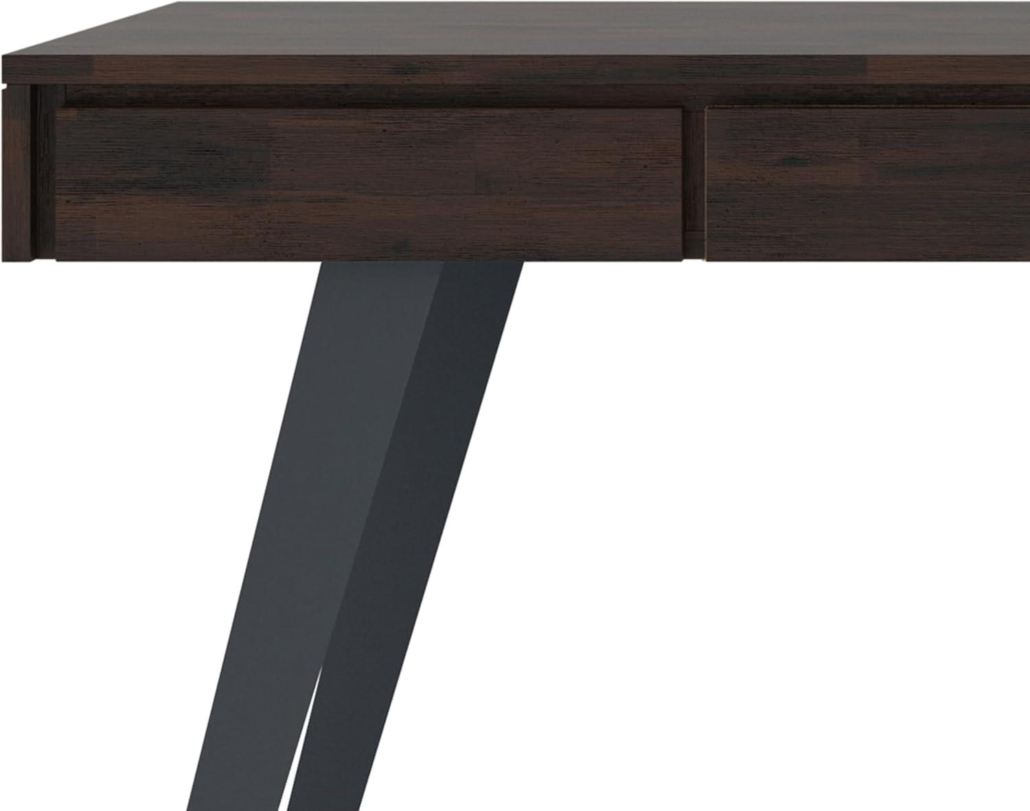 Simpli Home Lowry Solid Acacia Wood Desk In Distressed Hickory Brown