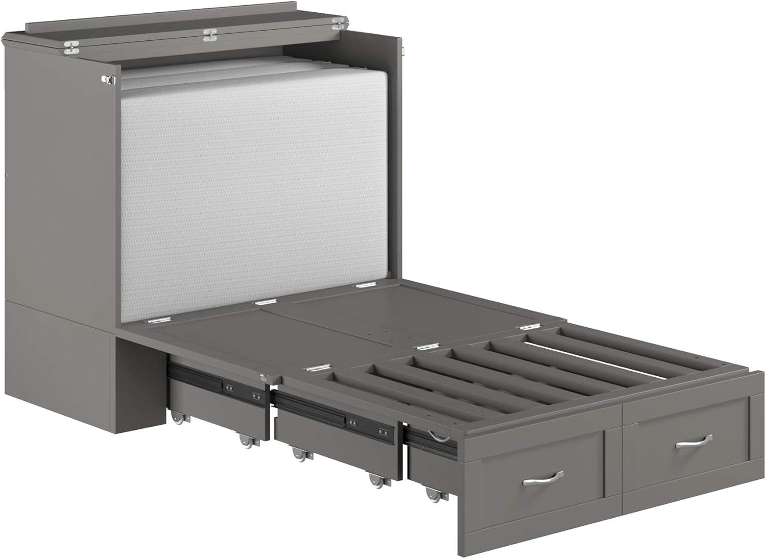 AFI Hamilton Twin XL Solid Wood Murphy Bed Chest with Built-In Charger in Gray