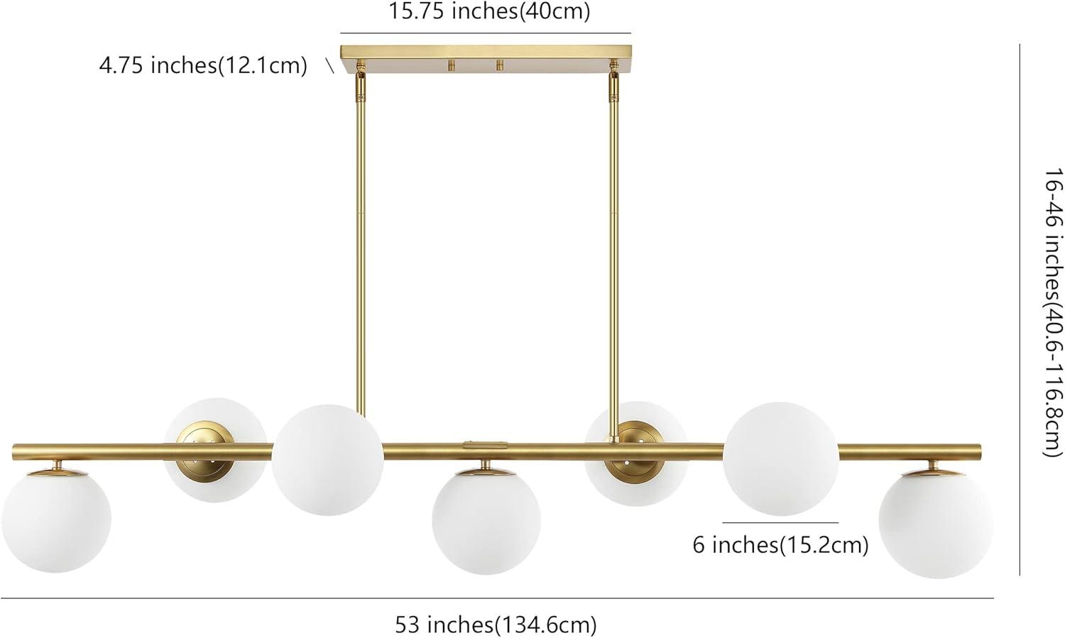 JONATHAN Y Luca Parisian 53" 7-Light Modern Glam Iron Globe Linear LED Pendant, Black/Clear