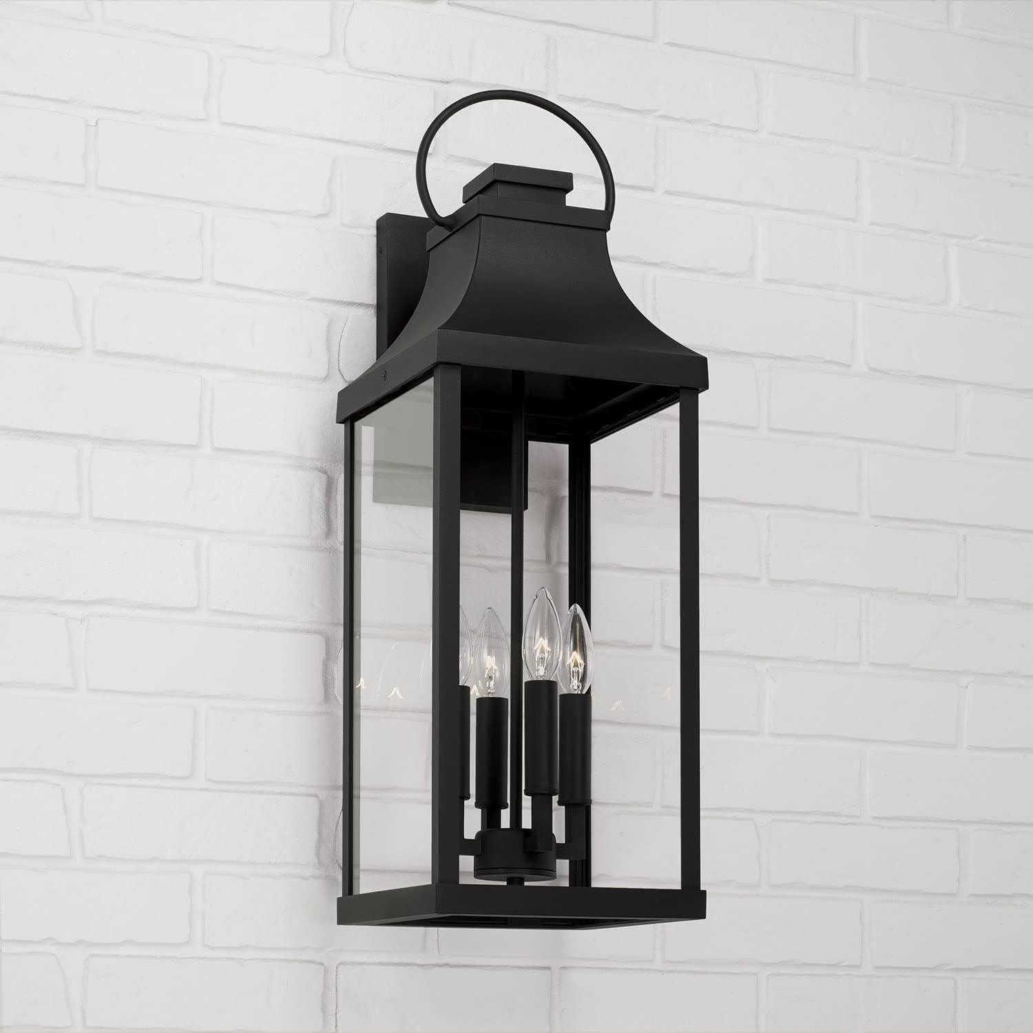 Outdoor Wall Lantern In Traditional Style-27 Inches Tall And 9 Inches Wide-Black Finish-Incandescent Lamping Type Capital Lighting 946441Bk