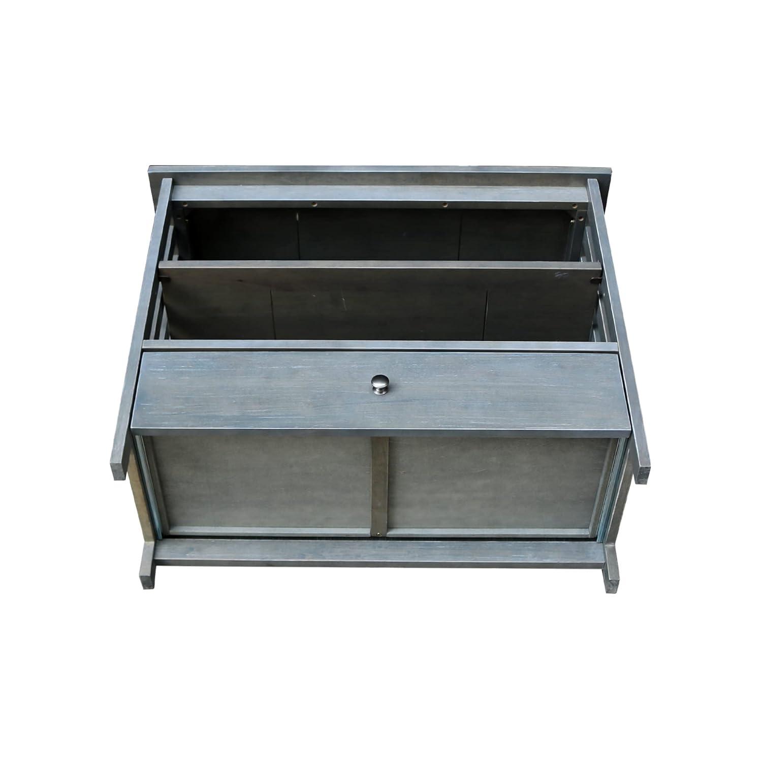 Solid Wood TV Stand with Shelves and Drawer in Heather Gray - 28.9"  Height