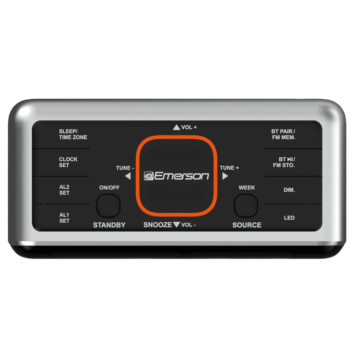 Emerson SmartSet Dual Alarm Clock Radio with Bluetooth Speaker and 1.4" Orange LED Display, CKS1521