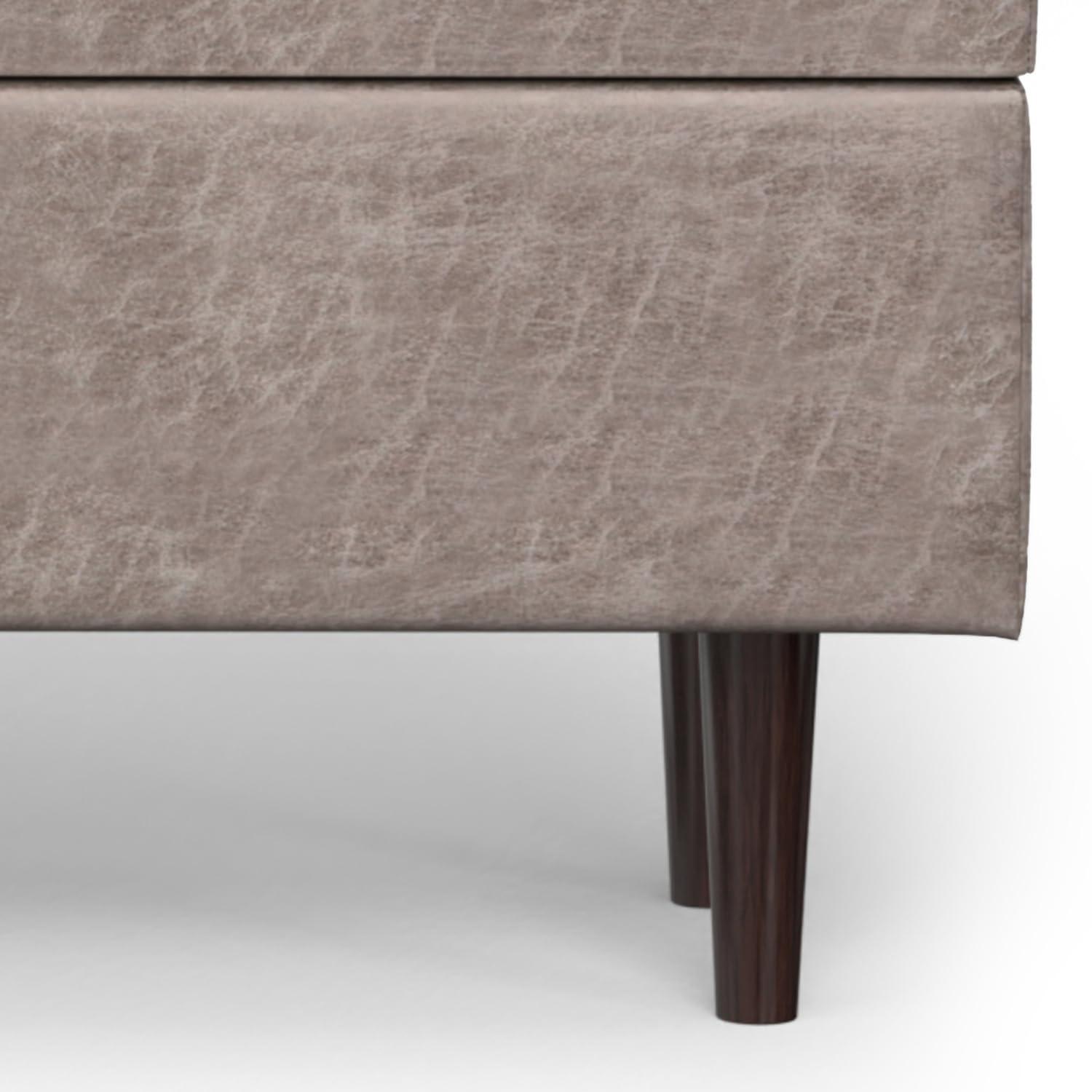 Simpli Home Shay 48"W Upholstered Storage Ottoman with Lift Top and Tufted Detailing