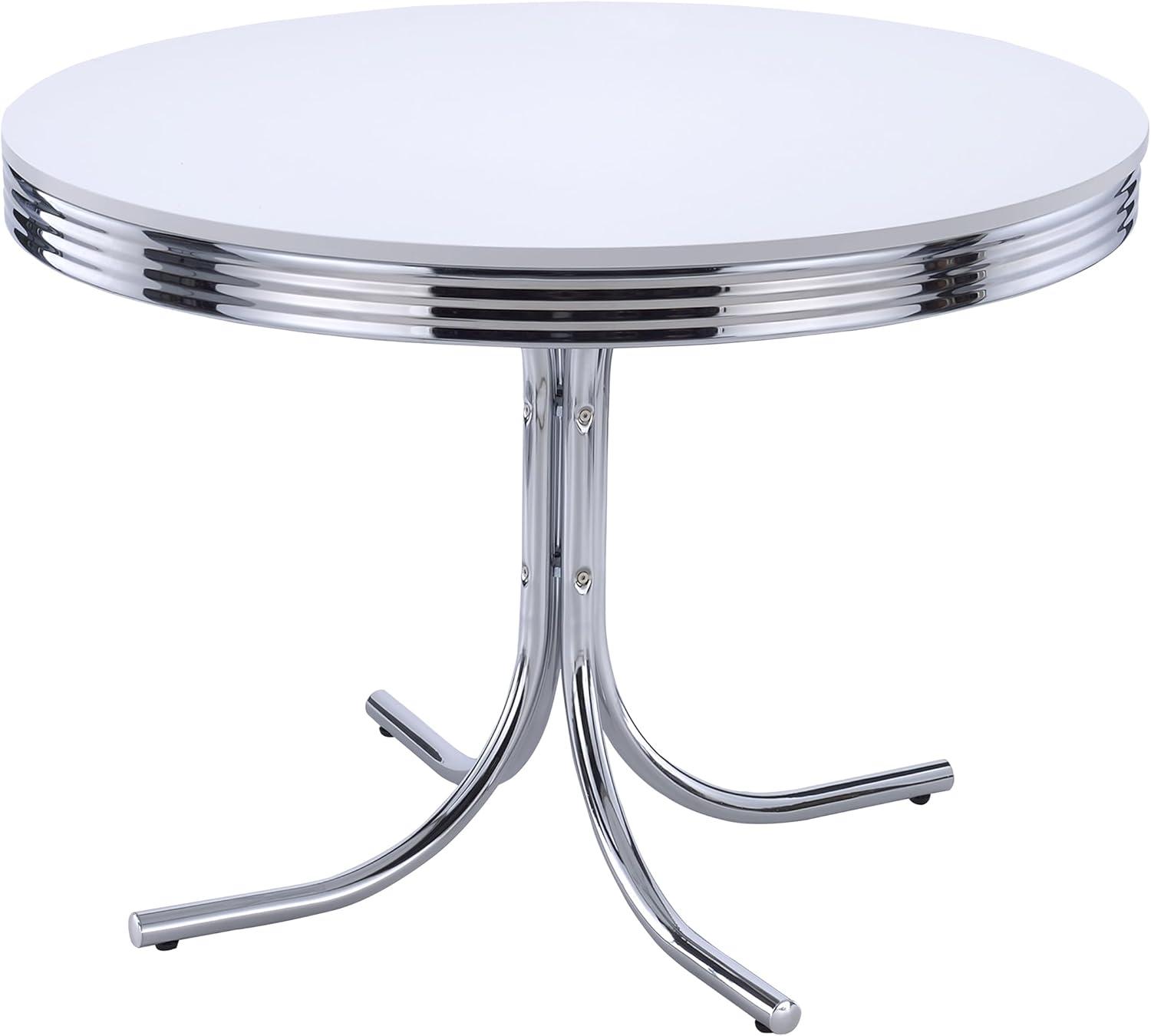 Coaster Retro 5-Piece Contemporary Metal Round Dining Set in Chrome and Black