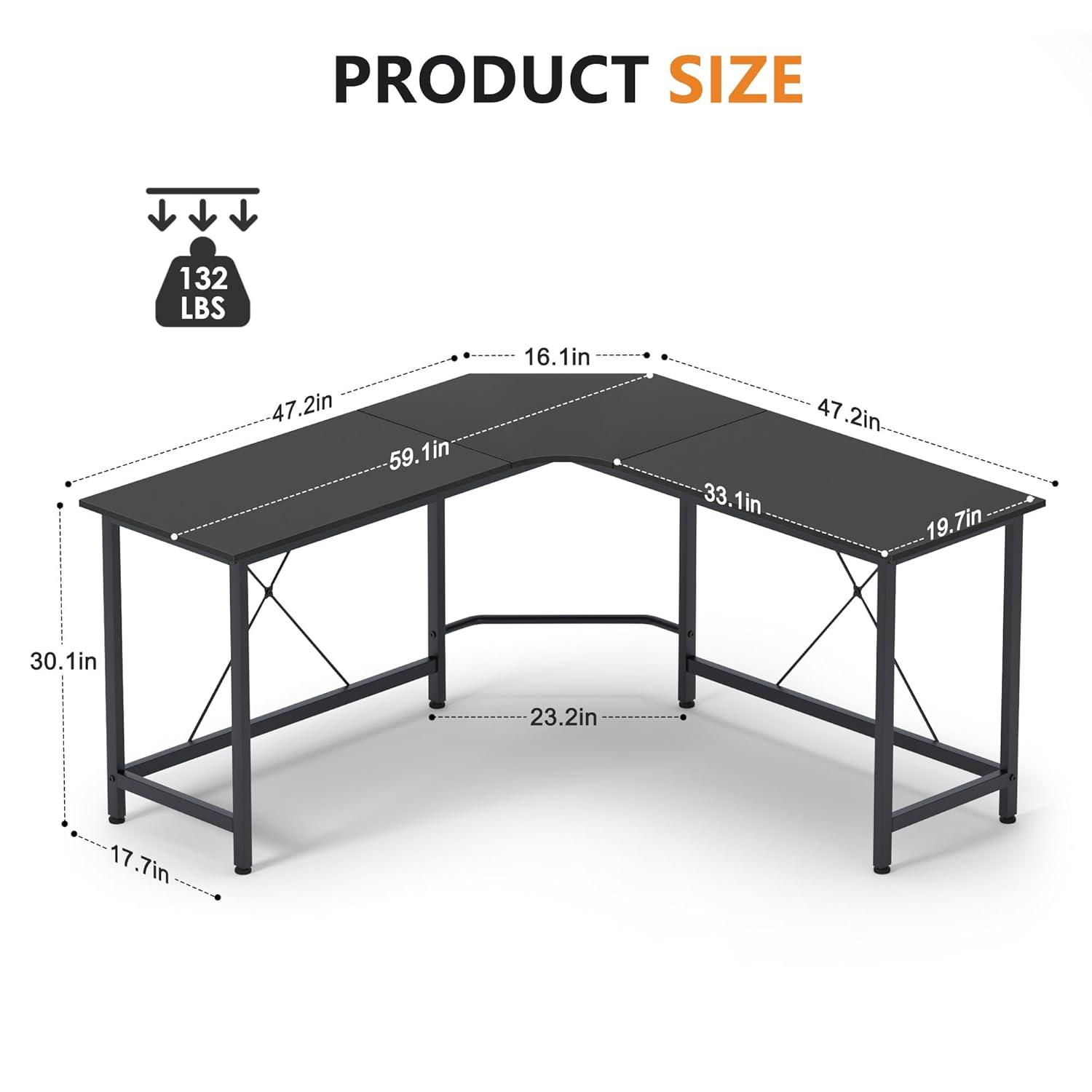soges L Shaped Desk, 59inch L Desk Computer Corner Desk, Gaming Desk, Home Office Writing Desk, Space-Saving Workstation Desk, Rustic Brown