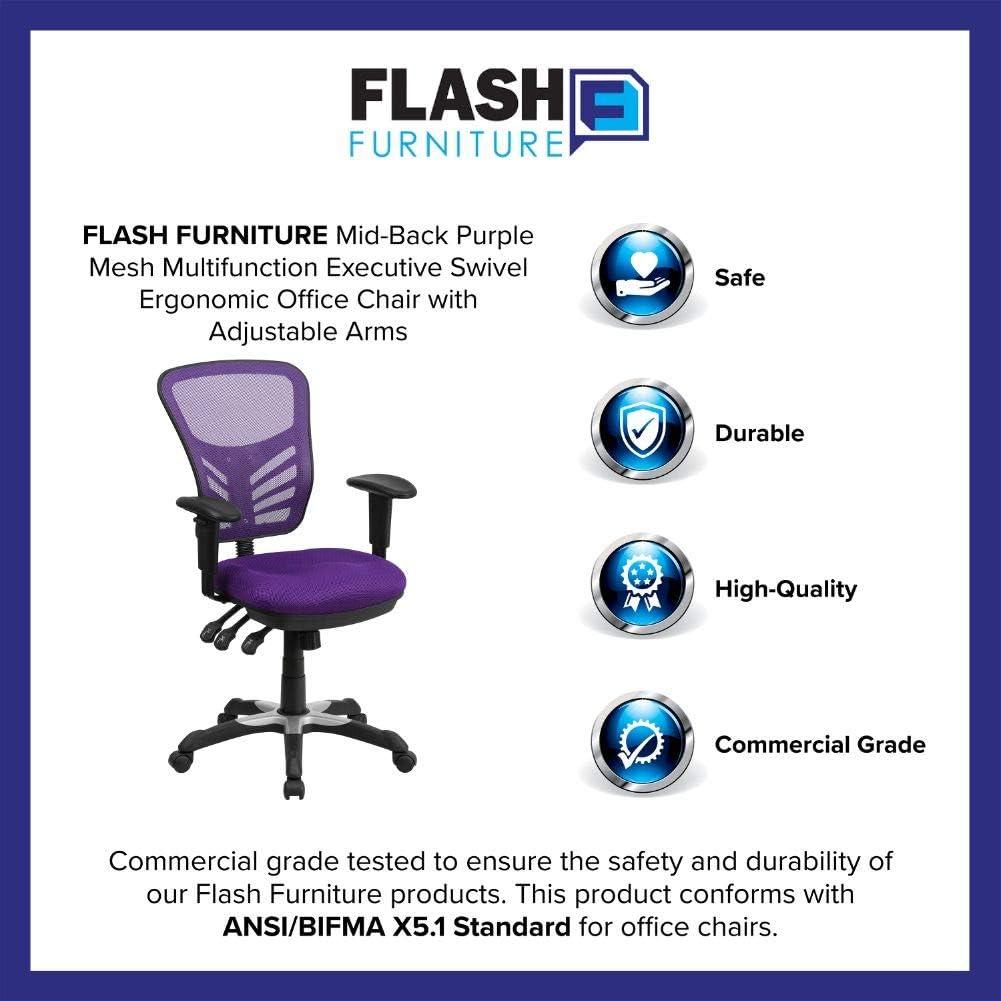 Flash Furniture Mid-Back Mesh Multifunction Executive Swivel Ergonomic Office Chair with Adjustable Arms