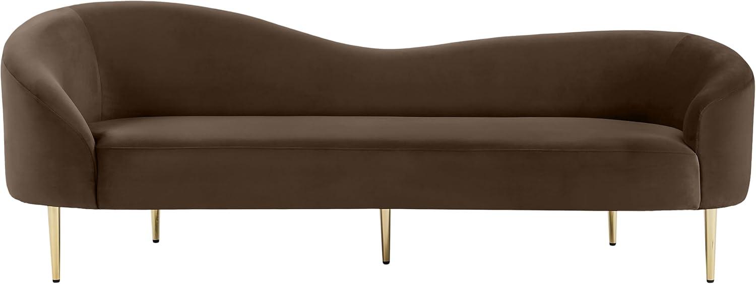 Ritz Brown Velvet Sofa with Gold Metal Legs