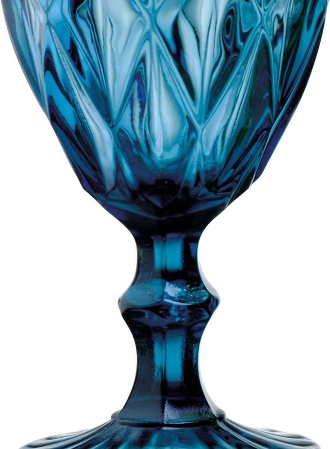 Artland Assorted Colors 14oz Footed Goblet Glass Set