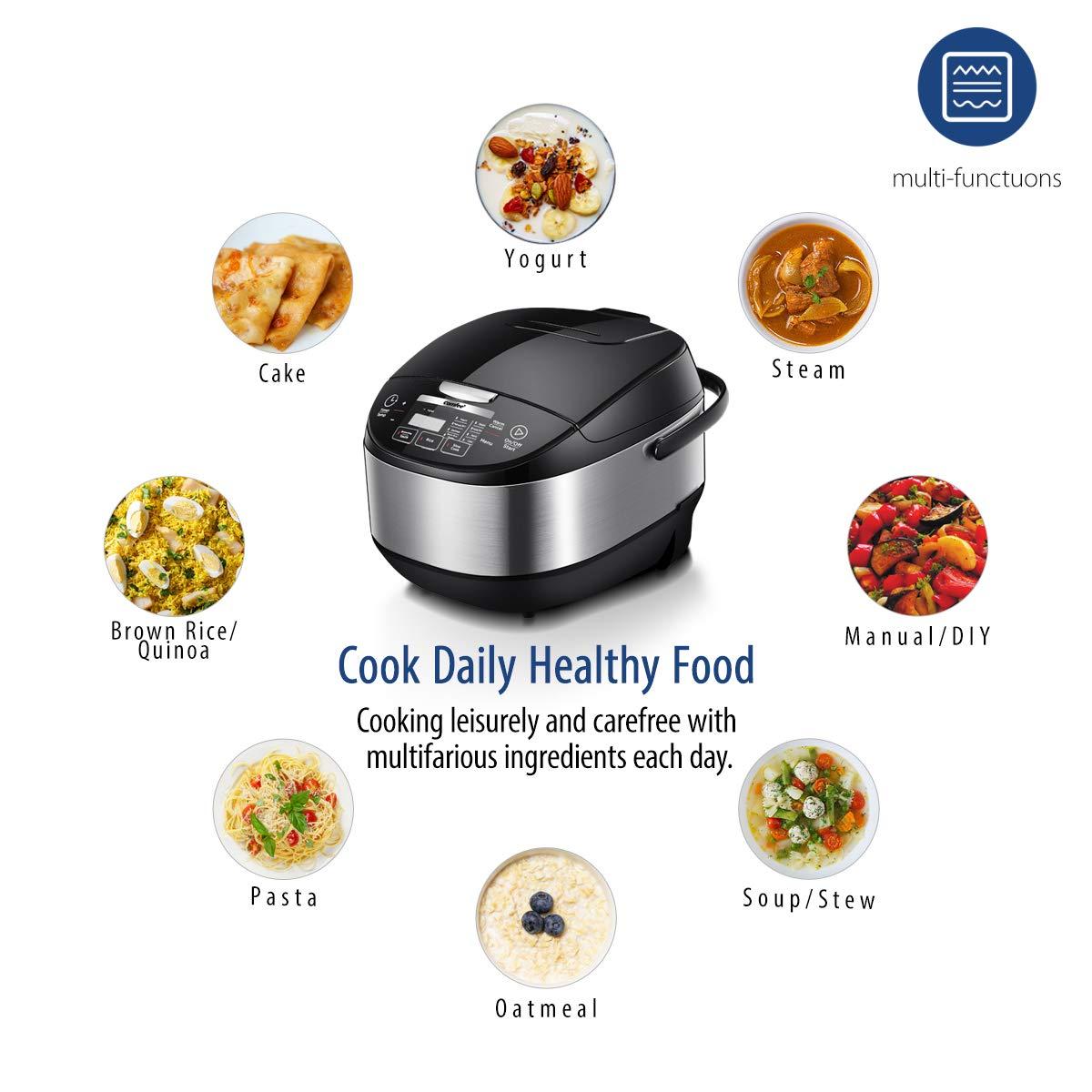 Comfee Multi-Function 10-Cup Electric Rice Cooker, Black - 11 Digital Cooking Programs