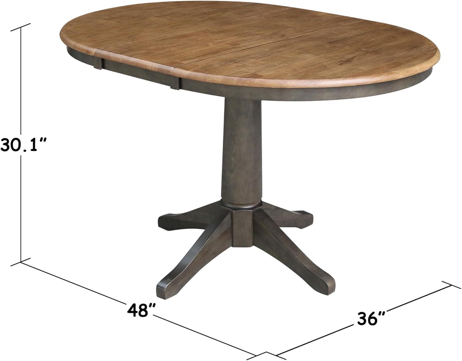 International Concepts 36" round top ped table with 12" leaf - 30.1"h - dining height