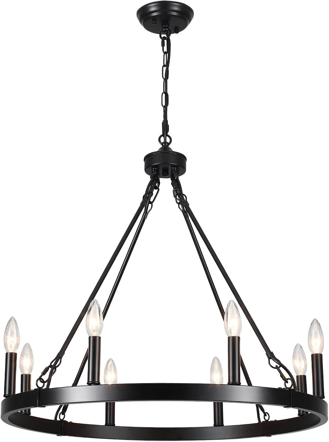 Janiah 8 - Light Dimmable Wagon Wheel Chandelier