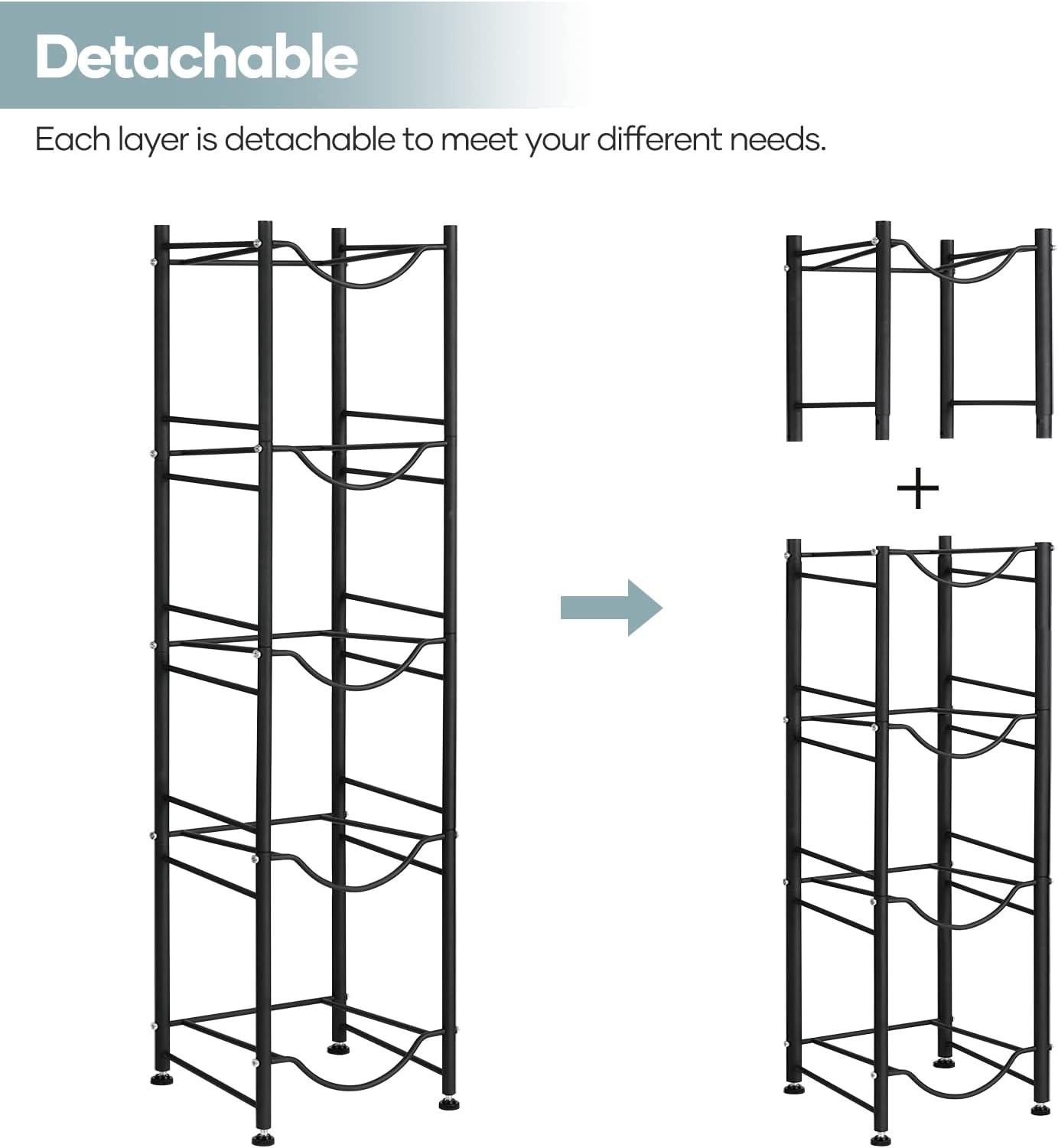 Black Steel 5-Tier Water Jug Storage Rack