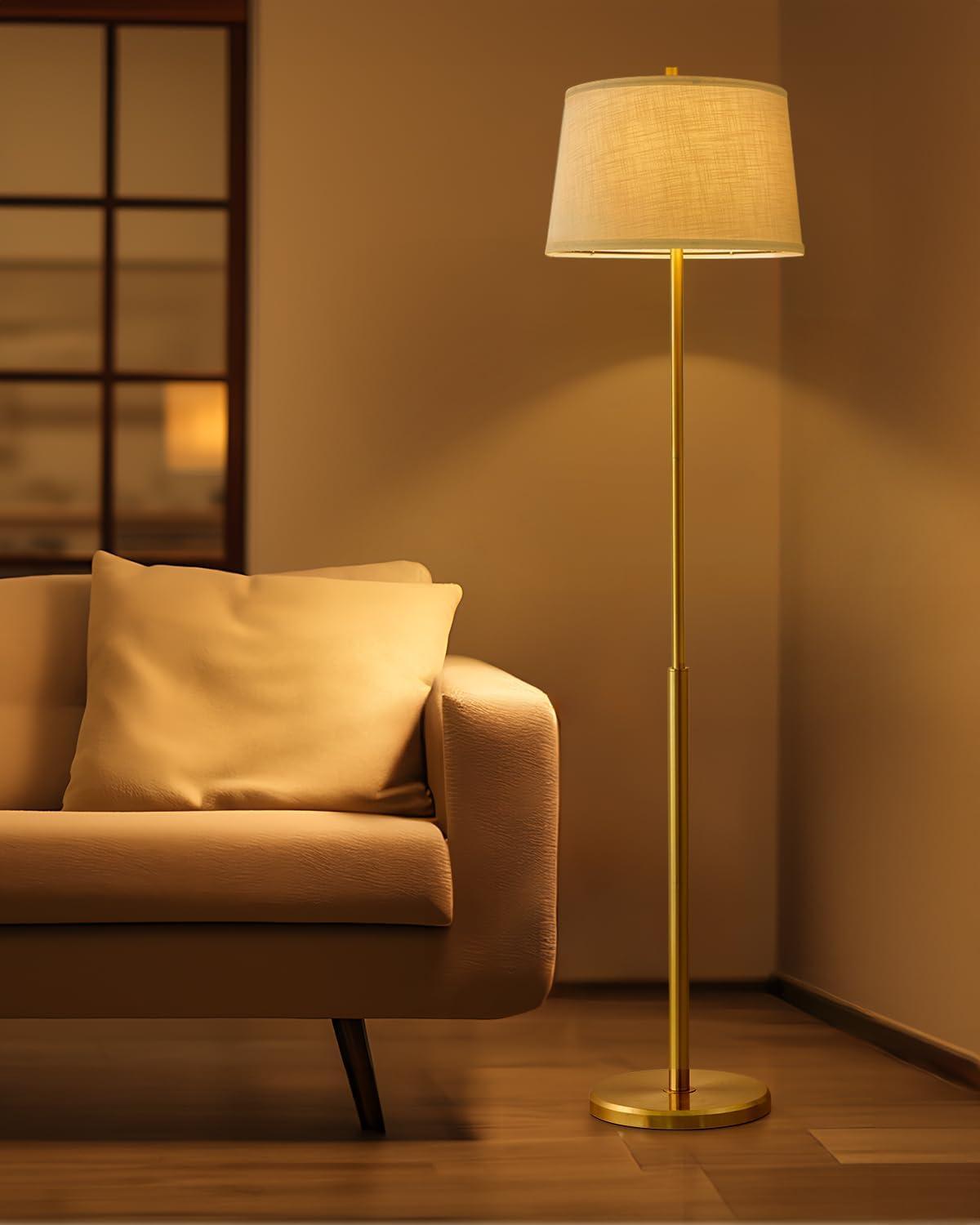 61.75" Modern Floor Lamp For Living Room Tall Lamp For Bedroom Gold Floor Lamp With Rotary Switch Industrial Standing Lamp Floor Lamp For Nursery Study Room Office