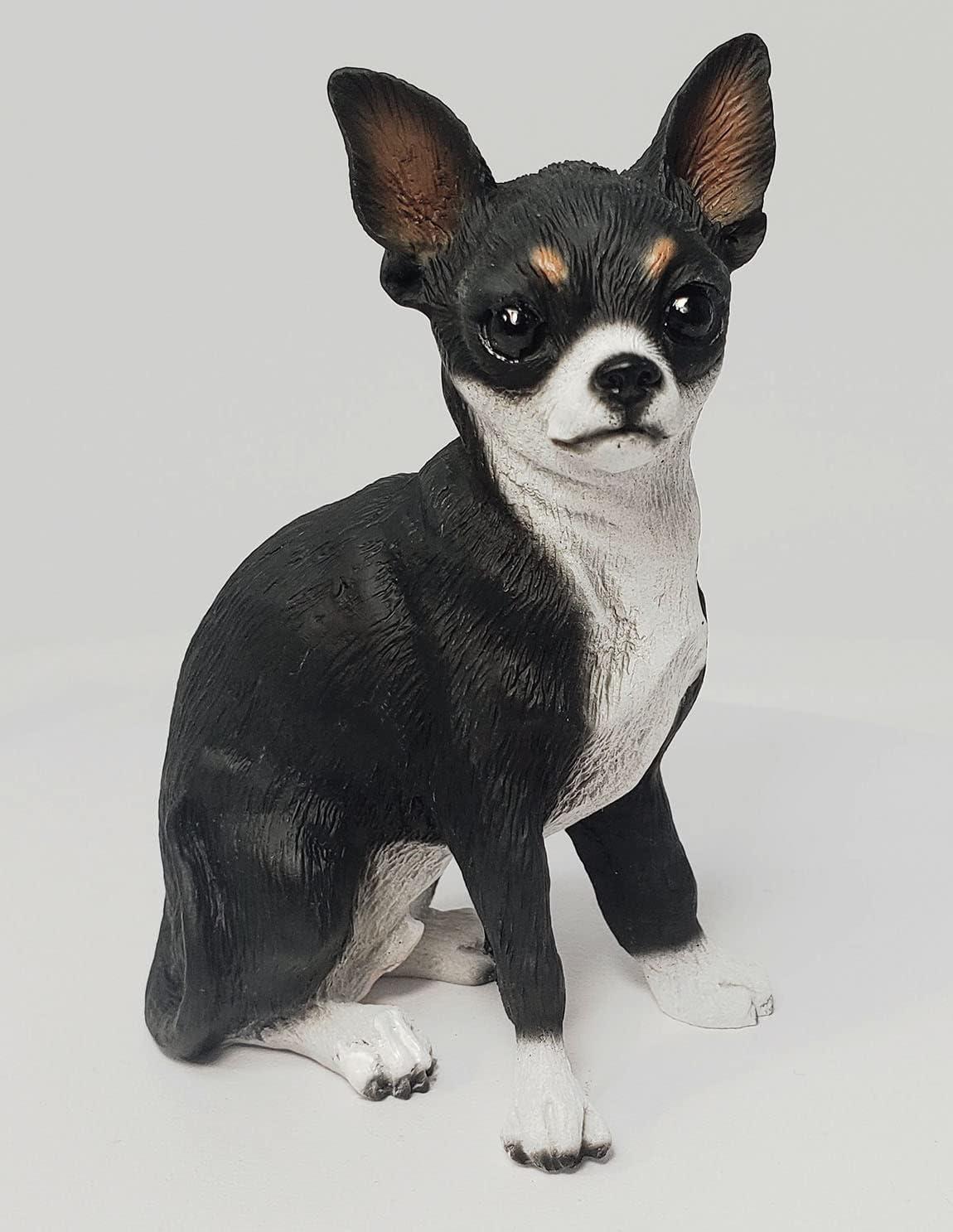 Black and White Resin Chihuahua Dog Figurine