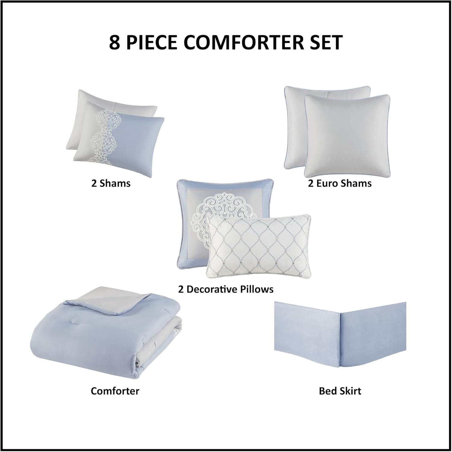 8 Piece Embroidered Microfiber Comforter Set