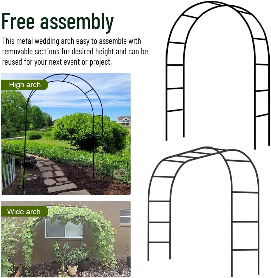 Zhisheng Garden Arbors,7.9Ft Metal Garden Arbors Green Wedding Arch for Climbing Plant Outdoor Wedding Christmas Party Decoration,240CM
