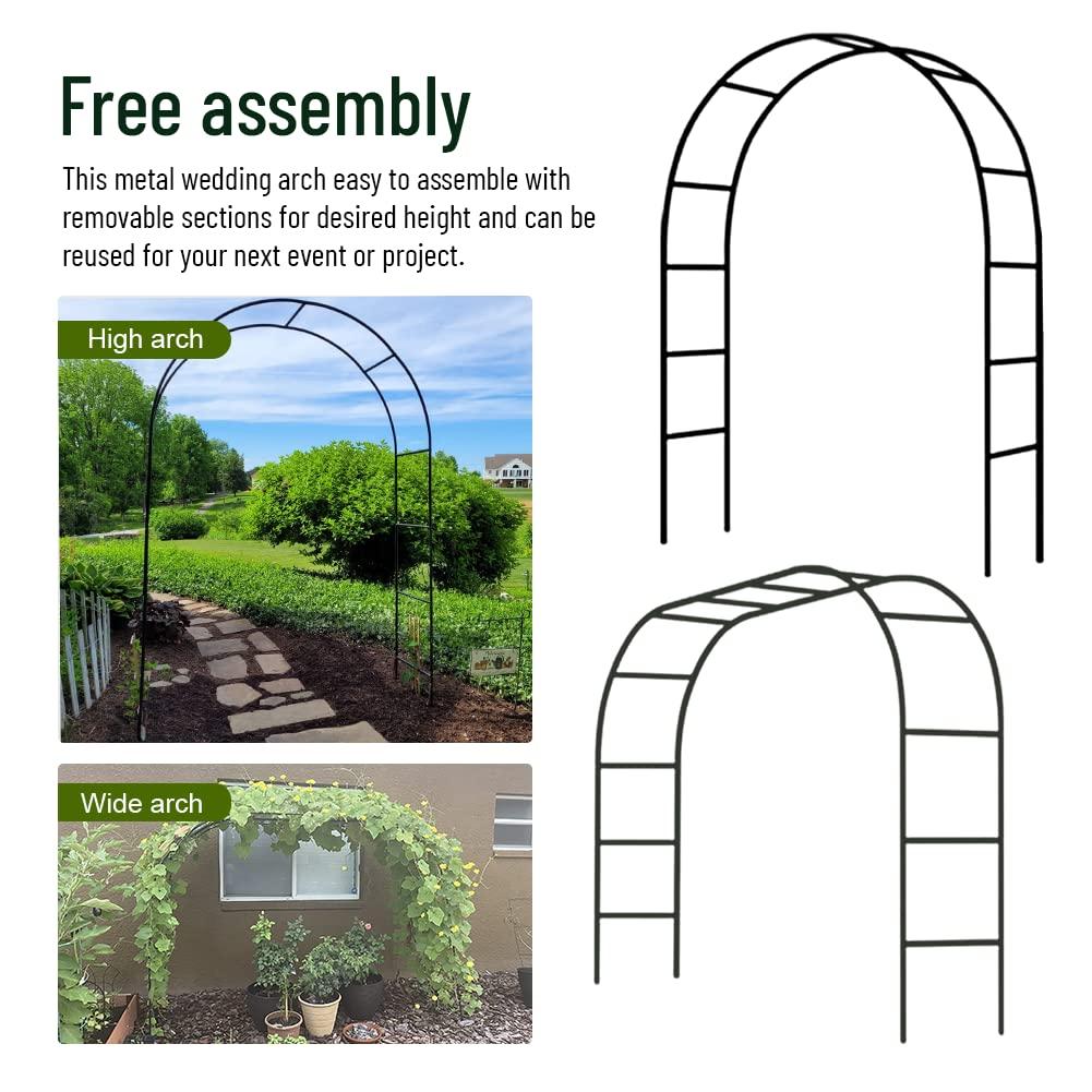 Zhisheng Garden Arbors,7.9Ft Metal Garden Arbors Green Wedding Arch for Climbing Plant Outdoor Wedding Christmas Party Decoration,240CM