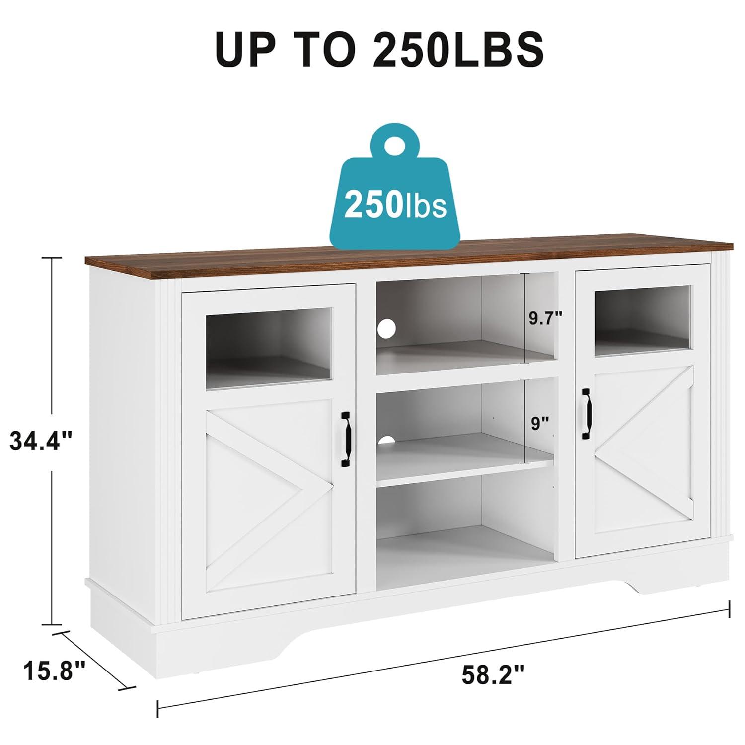 Wrought Studio™ Farmhouse TV Stand With LED Lights, Entertainment Center For 65/60/55 Inches Televisions