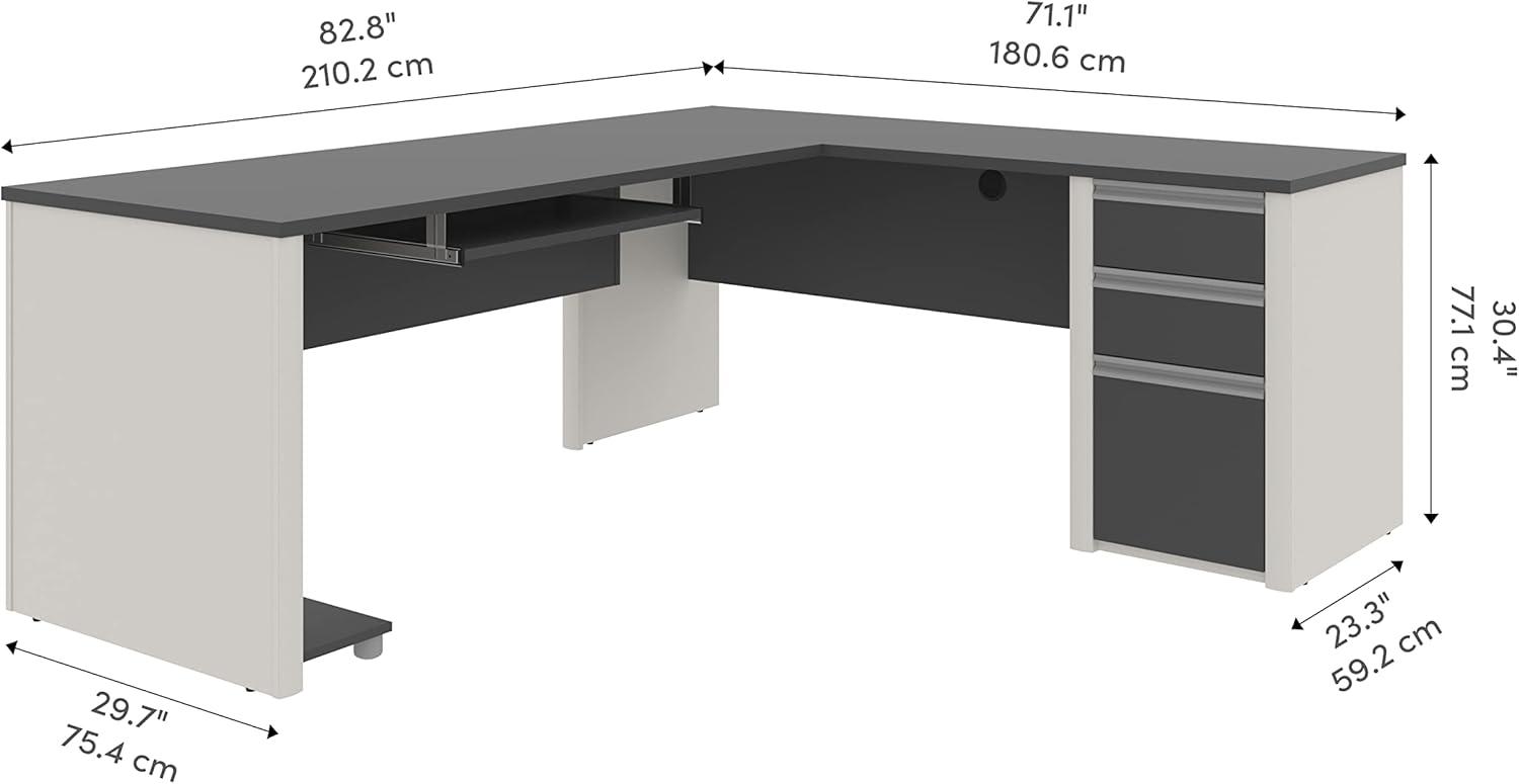 Bestar Connexion L-Shaped Desk in Sandstone