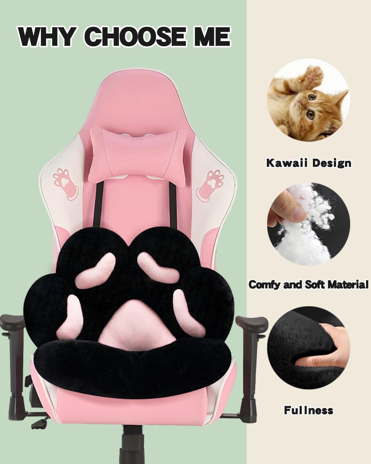MOONBEEKI Cat Paw Cushion Chair Comfy Kawaii Plush Seat Cushions Shape Lazy Pillow for Gamer Chair 28"x 24" Cozy Floor Cute Seat Kawaii for Girl Worker Gift, Dining Room Bedroom Decorate Black