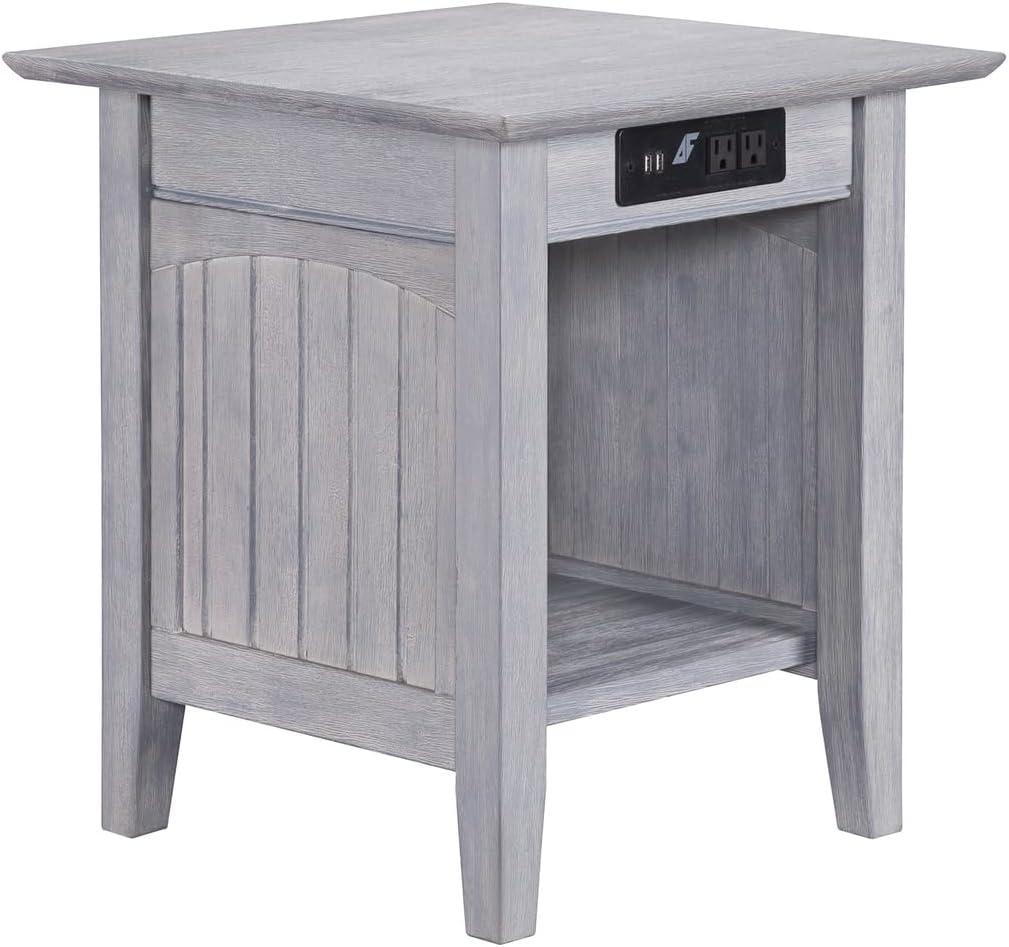 Nantucket 20'' Square Solid Wood End Table with USB Charging Station