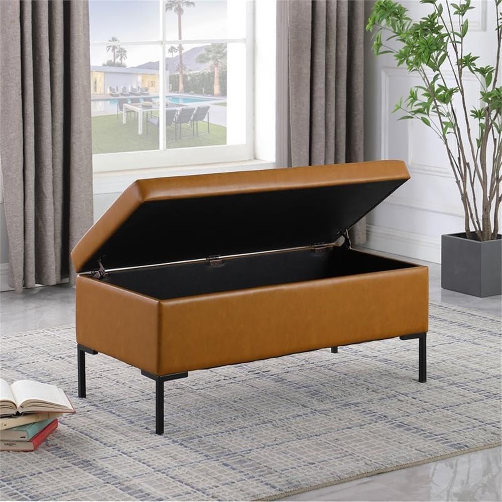 Large Storage Bench with Metal Legs - HomePop