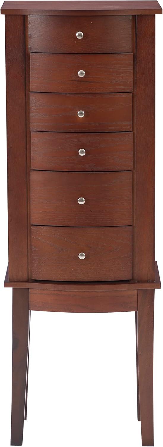 DEBLIT Contemporary Jewelry Armoire with 6 Drawers, Engineered Wood Finish, Merlot