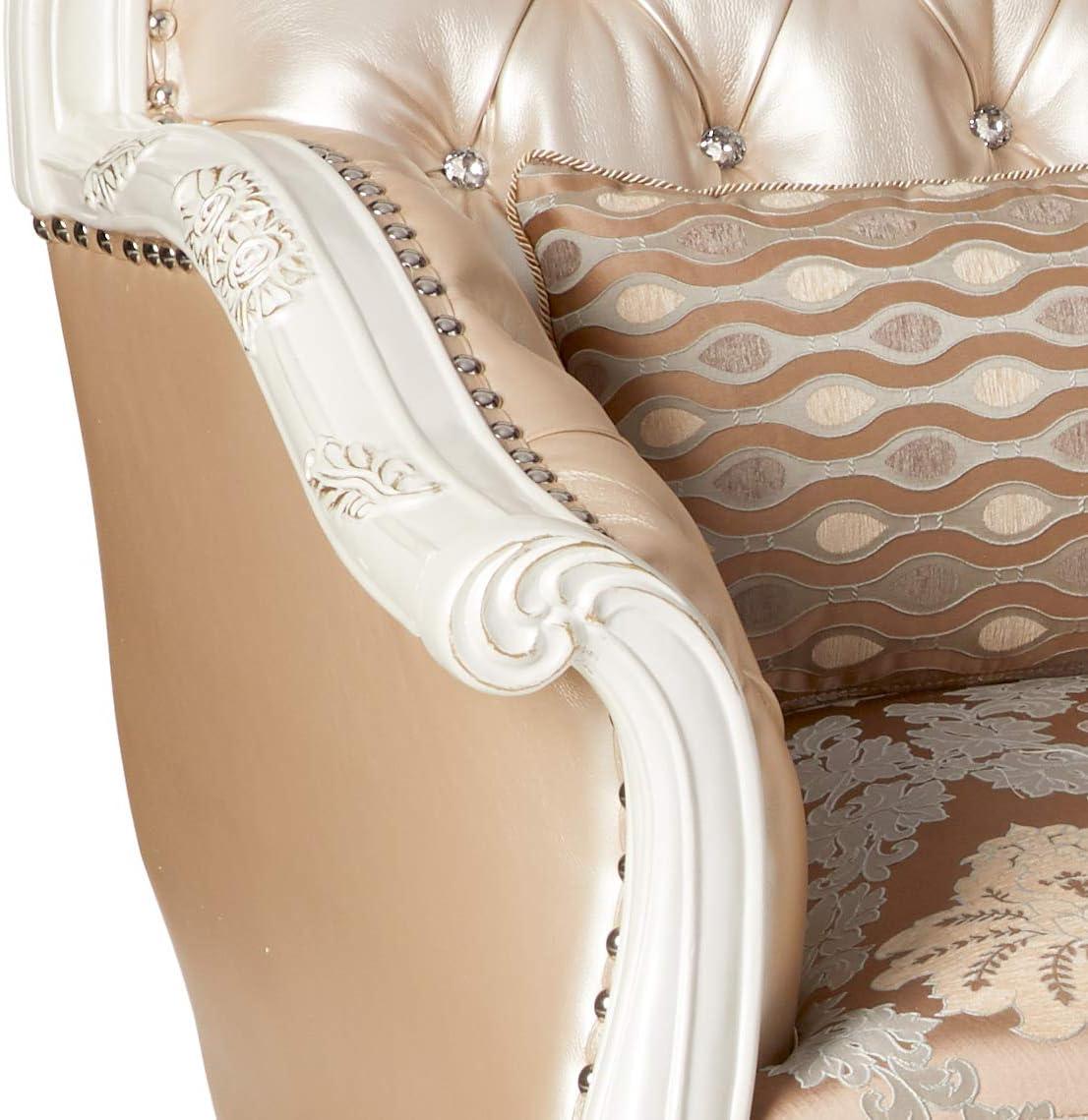 Acme Furniture Chair (w/1 Pillow), Rose Gold PU/Fabric & Pearl White 53542