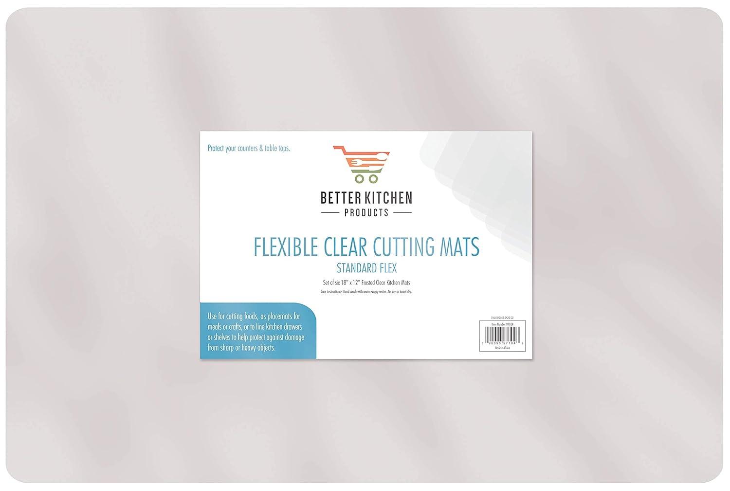 extra thick flexible frosted clear plastic cutting mats, 12" x 18", set of 6, by better kitchen products