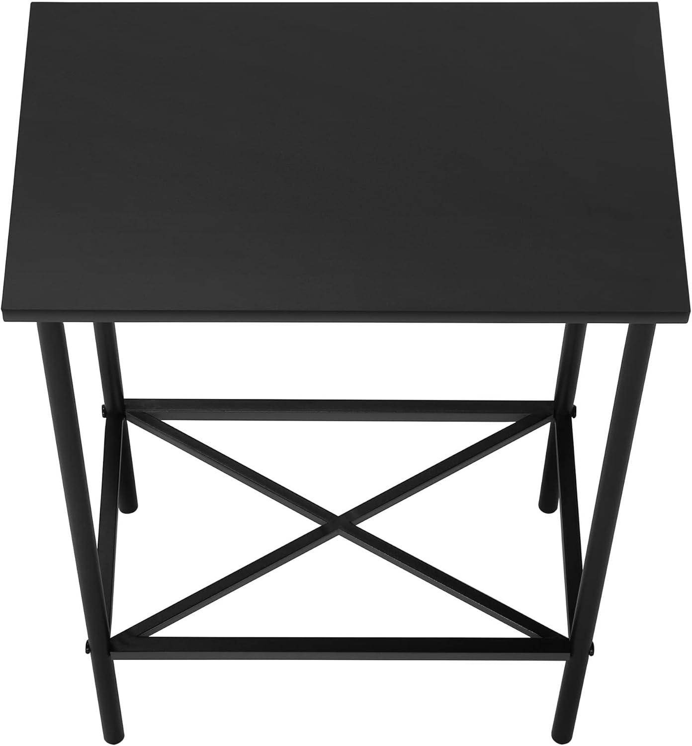 Monarch Specialties Accent Table Side End Narrow Small 2 Tier Living Room Bedroom Metal Laminate Black Contemporary Modern
