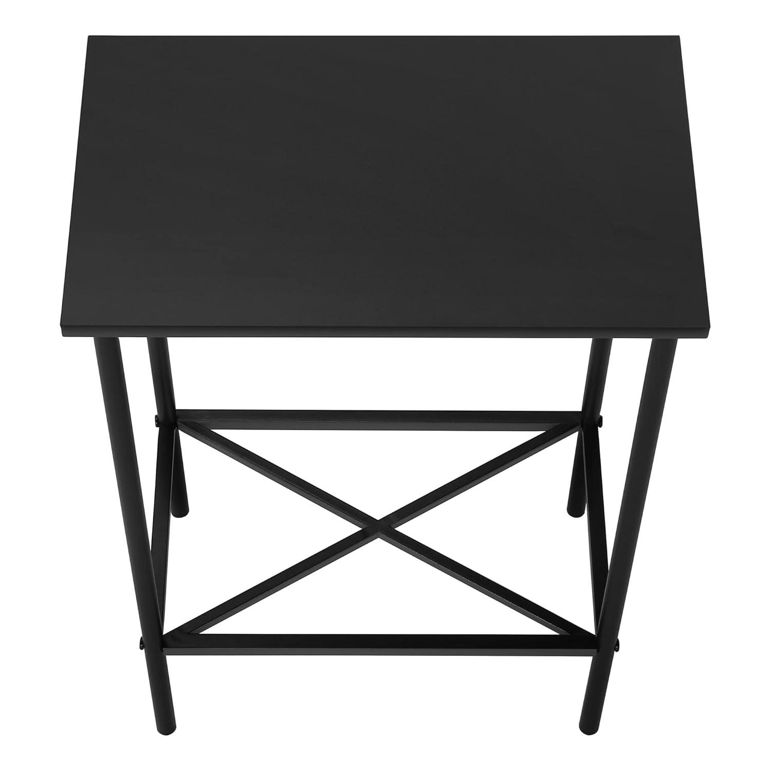 Monarch Specialties Accent Table Side End Narrow Small 2 Tier Living Room Bedroom Metal Laminate Black Contemporary Modern