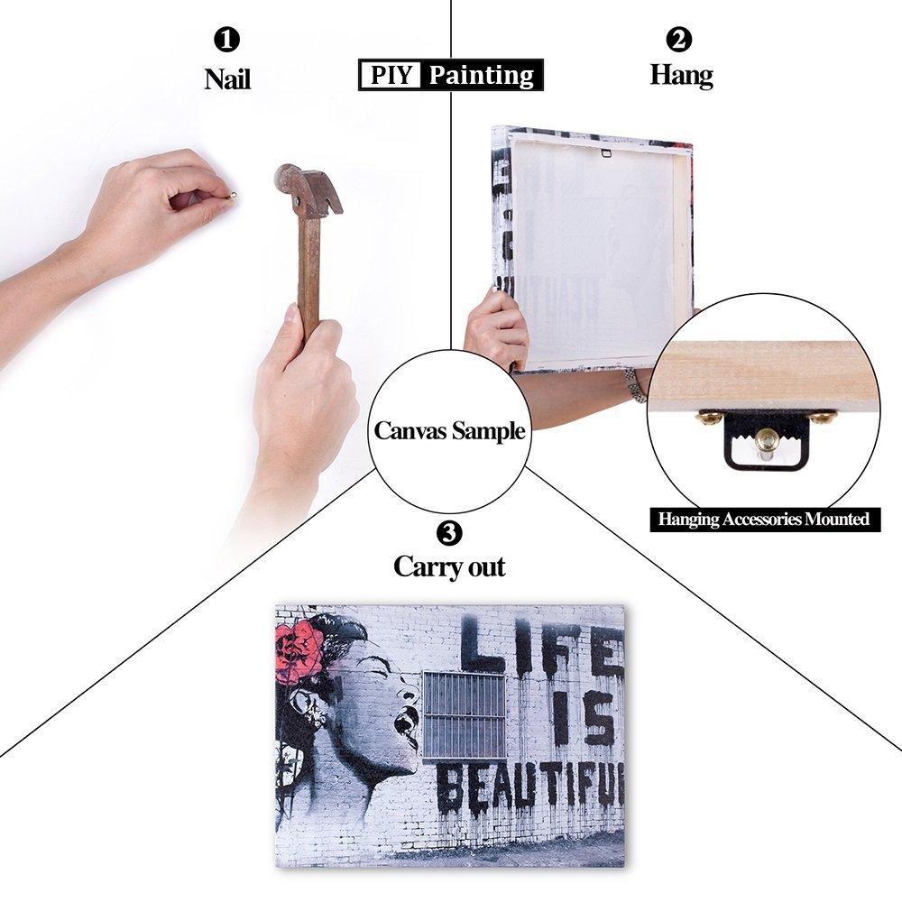 Peacock Wall Art Decor for Bedroom, PIY Beautiful Oil Painting Canvas Prints, Elegant Proud Peacock on Beige Pictures (Waterproof Artwork, Ready to Hang, 16x12)