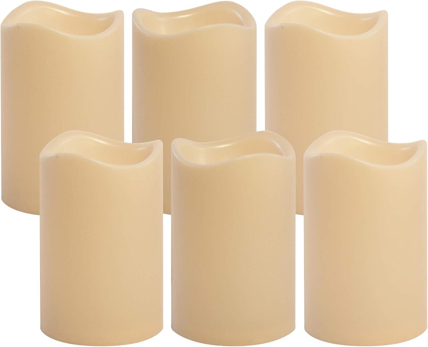 LumaBase Battery Operated LED Pillar Candles - Set of 6