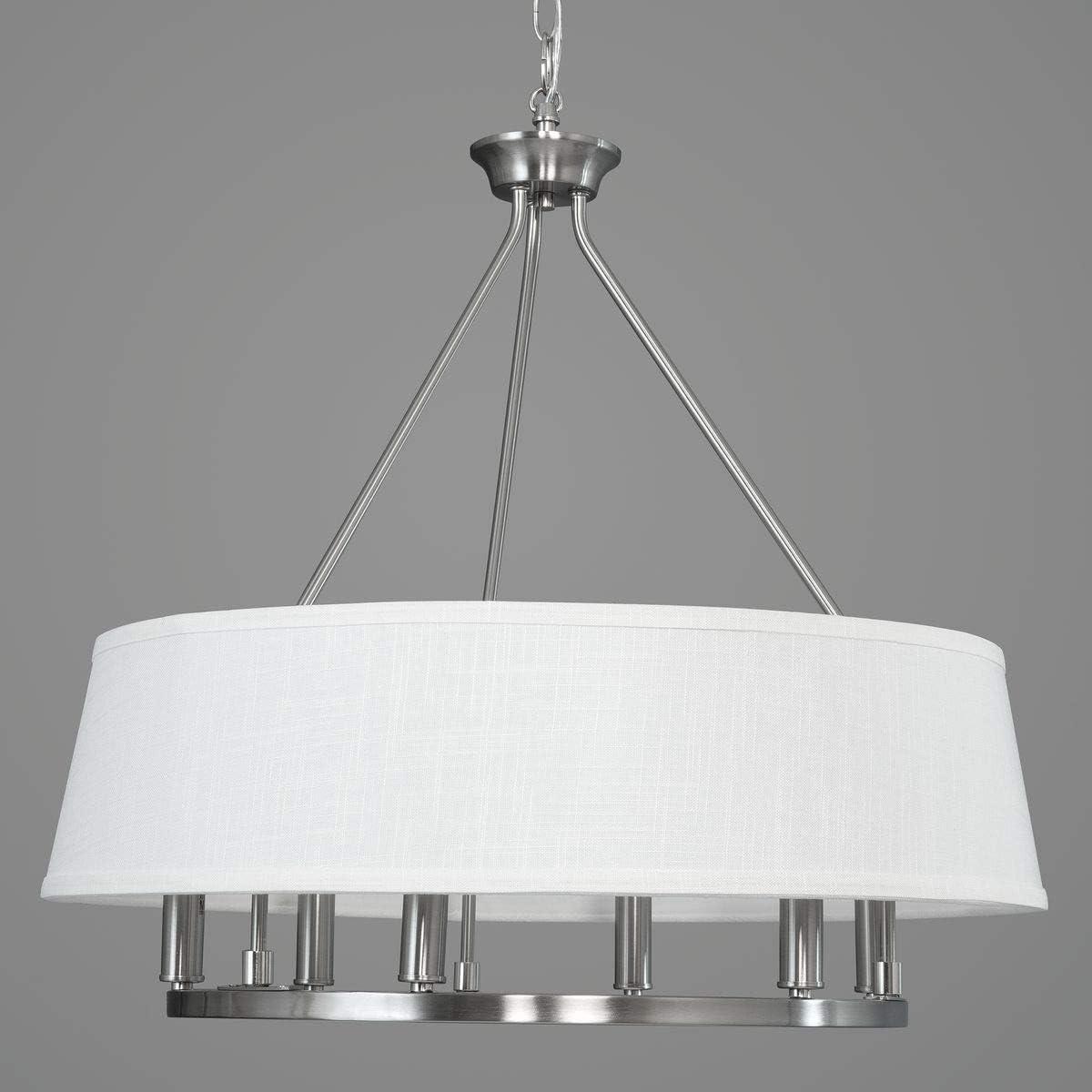 Progress Lighting Cherish 6-Light Chandelier, Brushed Nickel, Summer Linen Shade