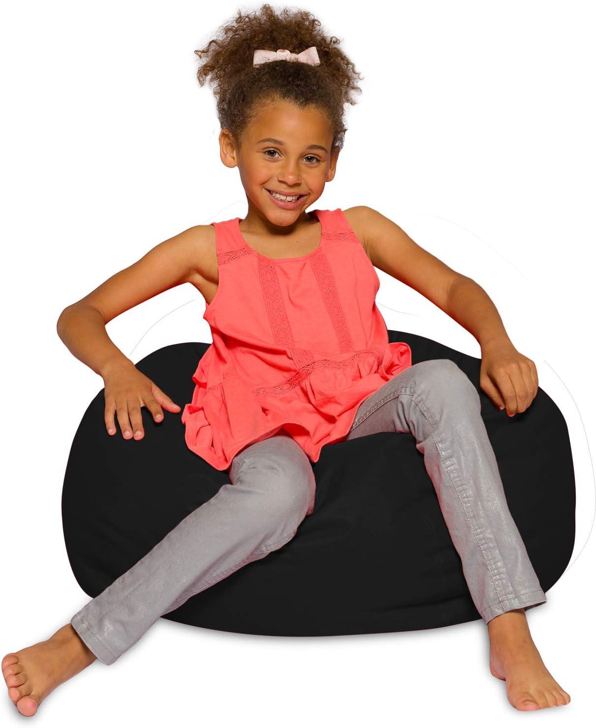 Medium Black Polyester Bean Bag Chair with Removable Cover