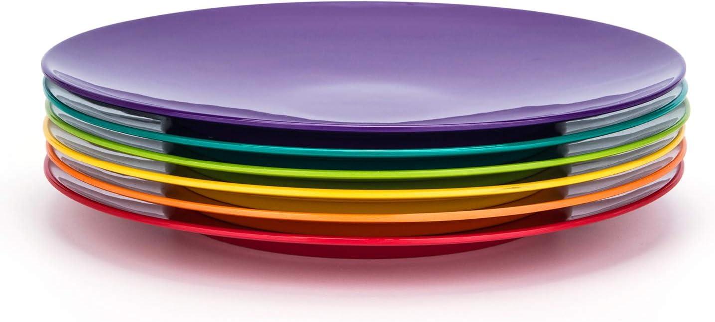 KX-Ware 10.5 inch Melamine Dinner Plates, Set of 6 Multicolor